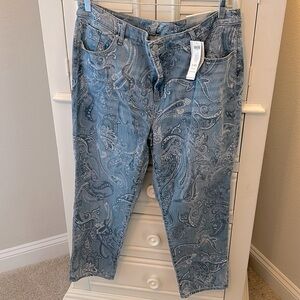 Chico’s So Slimming Girlfriend Slim Leg Paisley Jeans Size 18R NWT